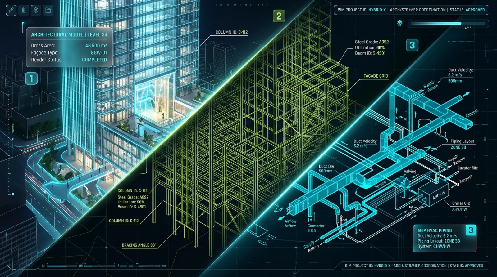 Послойная структура BIM: Архитектура, Конструктив, Инженерия